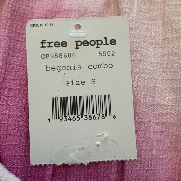 NEW FREE PEOPLE Cora Lee off the shoulder top pink ombré cropped elastic small - Picture 8 of 12